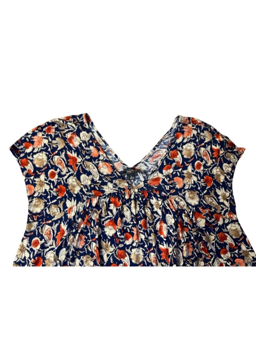 Lucky Brand Womens L Floral V Neck Boho Blouse Soft Lightweight Used - Picture 6 of 14